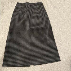 Pencil Midi Skirt-Black Plaid